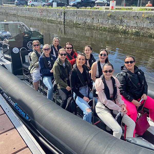The team at the River Lee our seeing the sights of Cork and its beautiful harbour from the water